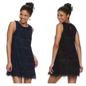 Speechless Black Lace Shift Sleeveless Mini Dress Size L